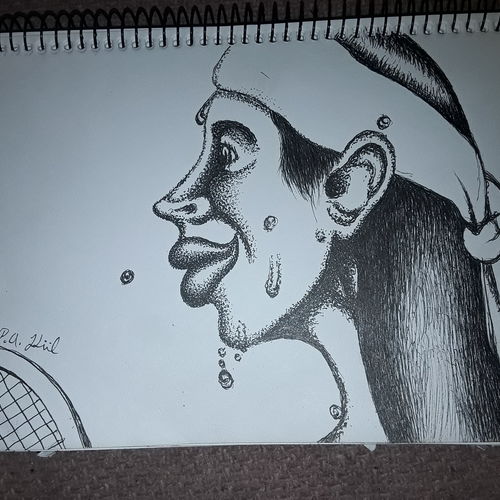Sweaty tennis player 