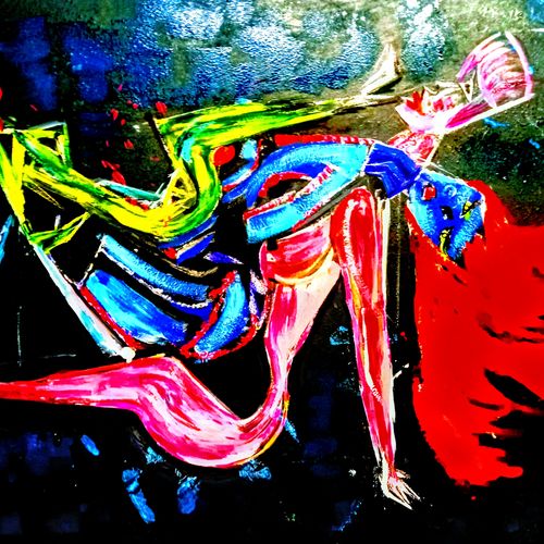 orgasm abstract acrylics watercolours on canvas