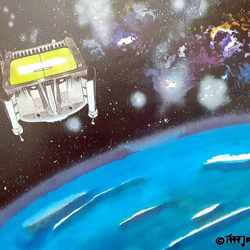 Shuttle over Blue Planet