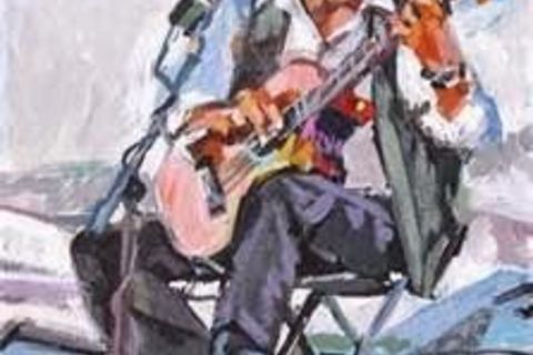 Someone is playing Spanish guitar