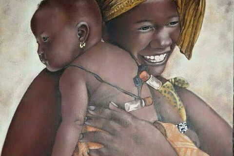 The sweet kissing mother