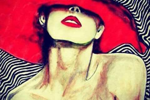 The lady in the red hat