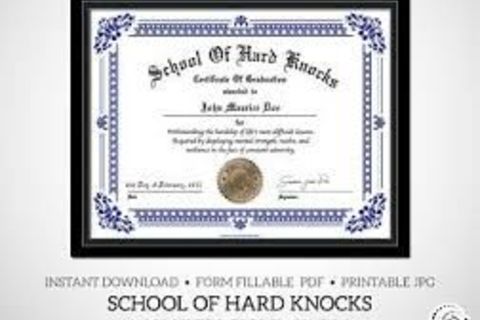 Schooled in hard knock sufferance... -