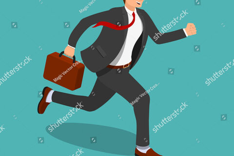 Young man in a hurry