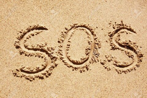 Writing SOS on the sand