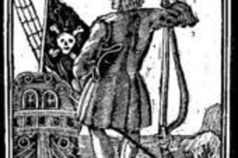 Friendly pirate wannabe flies his Jolly Roger...