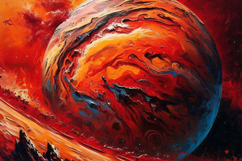 Painting of Mars: Red Colors of Blood and Fire