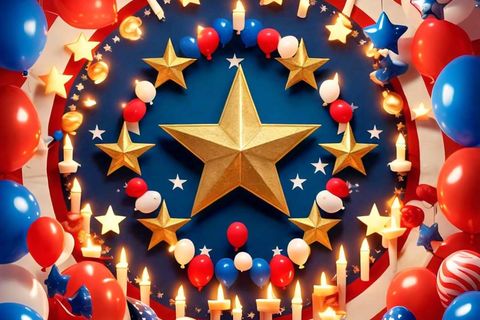 Stars and Candles of America: Red, White, and Blue