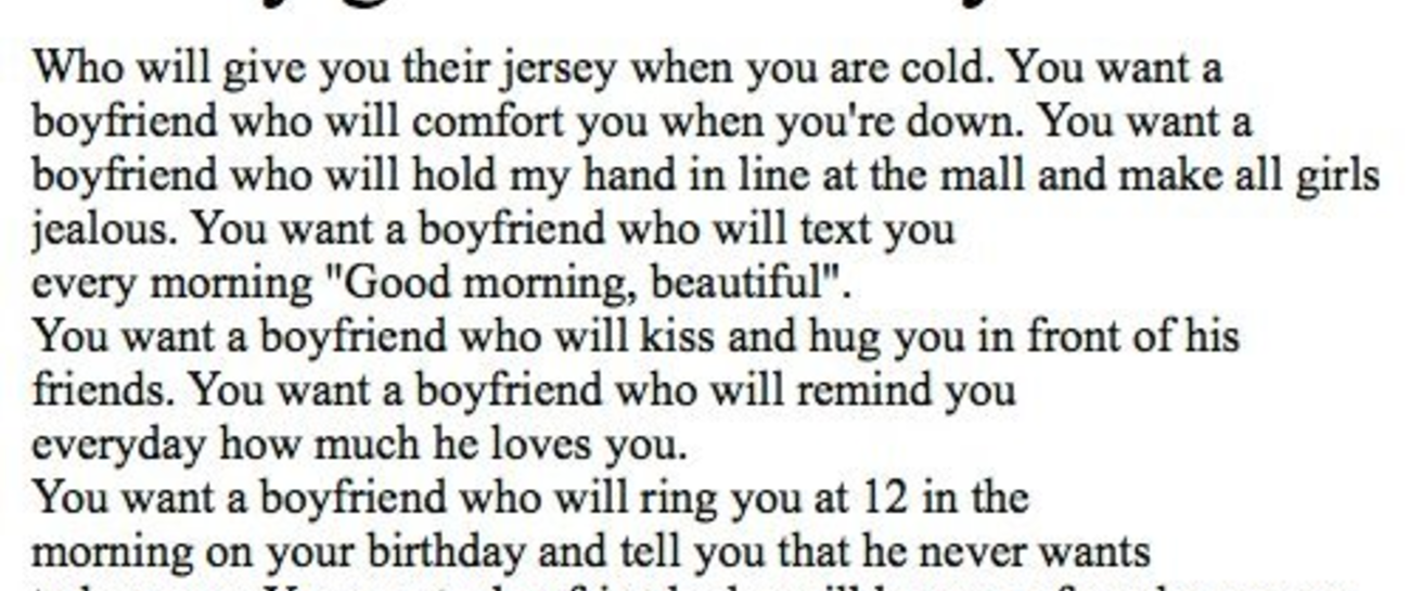 I want a boyfriend I want a boyfriend